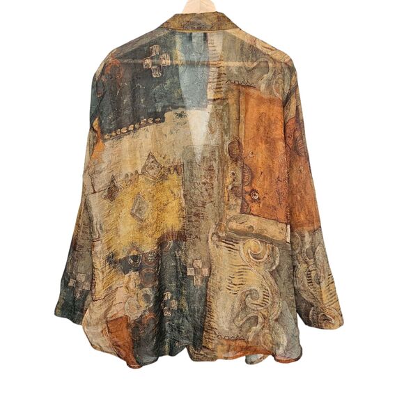 IC by Connie Jacket XXL Crinkle Satin Semi Sheer Multicolor Lagenlook Artsy - Picture 4 of 8